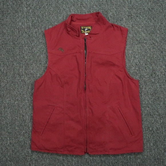 Wyoming Traders Vest Mens Medium Red Concealed Carry Full Zip Pockets Canvas - Picture 1 of 13